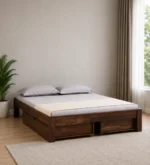 Marnixa Sheesham Wood Storage Bed in Earthy Wood Finish