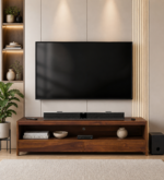 Minimalist Sheesham Wood TV Console with Open Shelf