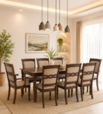 Mlvanto Premium 8 Seater Dining Table Set in Rich Teak Finish