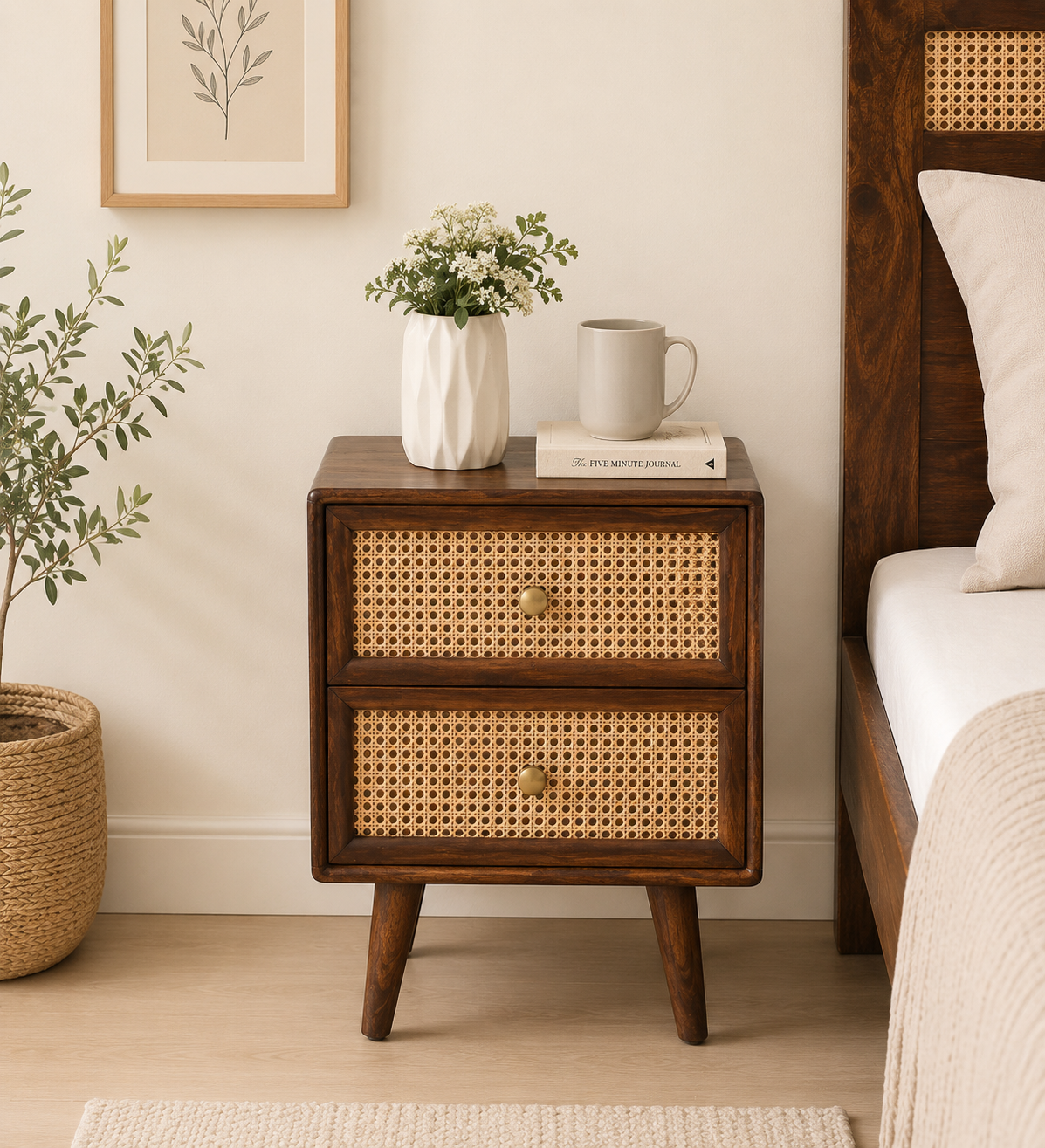 Mlzovia Wooden Bedside Cabinet classic wood (1) Mlzovia Wooden Bedside Cabinet - Image 1