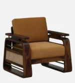 Monk Solid Sheesham Wood Luxury Single Seater Sofa in Walnut Finish - Image 2