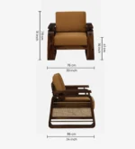Monk Solid Sheesham Wood Luxury Single Seater Sofa in Walnut Finish - Image 7