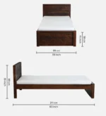 Lorixa Solid Wood Single Bed in Rich Walnut Tone - Image 5