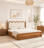 Morlenza Elegant Wooden Platform Bed in Honey Oak Finish - Image 4