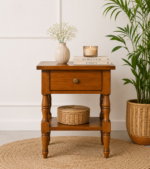 Mrvento Luxury Sheesham Wood Bedside Table with Storage Drawer