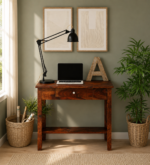 Nail Sheesham Wood Writing Table In Scratch Resistant Provincial Teak Finish
