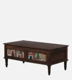 Neem Wood Handcrafted Coffee Table in Distressed Grey Finish - Image 2