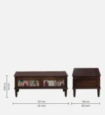 Neem Wood Handcrafted Coffee Table in Distressed Grey Finish - Image 4