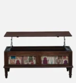 Neem Wood Handcrafted Coffee Table in Distressed Grey Finish - Image 5