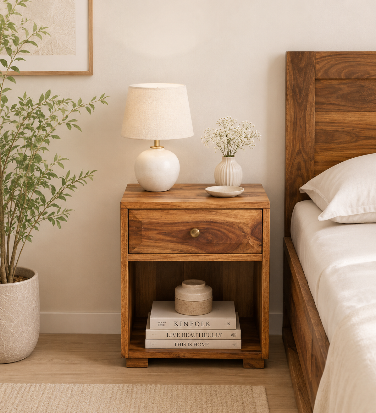 Neltrico Premium Wooden Nightstand with Storage classic wood (1) Neltrico Premium Wooden Nightstand with Storage - Image 1