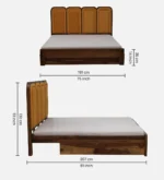 Nraftello Handmade Sheesham Wood Bedroom Bed for Modern Homes - Image 4