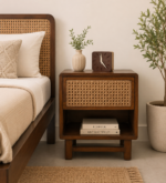 Oarvanta Solid Wood Bedside Table with Open Shelf Design