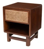 Oarvanta Solid Wood Bedside Table with Open Shelf Design - Image 3