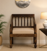 Oslo Premium Sheesham Wood Single Seater Sofa Chair in Honey Oak Finish