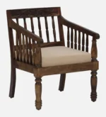 Oslo Premium Sheesham Wood Single Seater Sofa Chair in Honey Oak Finish - Image 3