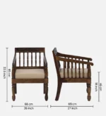 Oslo Premium Sheesham Wood Single Seater Sofa Chair in Honey Oak Finish - Image 6