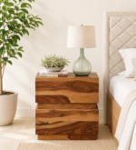 Pelix Natural Finish Solid Wood Bedside Cabinet