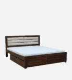 Pion Solid Sheesham Wood King Size Hydraulic Storage Bed in Classic Finish - Image 6