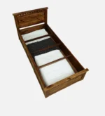 Porixa Solid Wood Single Bed for Home in Warm Walnut Finish - Image 4