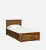 Porixa Solid Wood Single Bed for Home in Warm Walnut Finish - Image 5