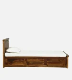 Porixa Solid Wood Single Bed for Home in Warm Walnut Finish - Image 7