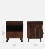 Pruven Sheesham Wood Bedside Table in Storm Grey Wood Finish - Image 3