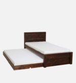 Qalvora Wooden Single Bed with Strong Base in Natural Finish - Image 2