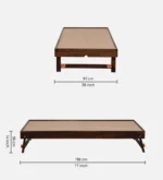 Qalvora Wooden Single Bed with Strong Base in Natural Finish - Image 3