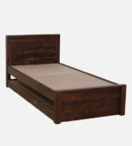Qalvora Wooden Single Bed with Strong Base in Natural Finish - Image 5