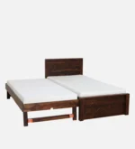 Qalvora Wooden Single Bed with Strong Base in Natural Finish - Image 11