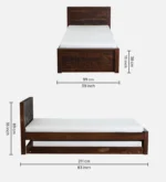 Qalvora Wooden Single Bed with Strong Base in Natural Finish - Image 14
