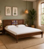 Rlsovia Natural Finish Solid Wood Bed with Sophisticated Modern Look