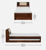 Rlvani Sheesham Wood Single Bed with Smooth Edges in Honey Oak Finish for Modern Homes - Image 8