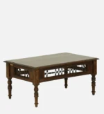 Reclaimed Driftwood Coffee Table with Glass Top in Antique Oak - Image 4