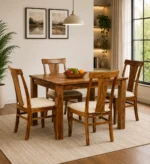 Rrivora Solid Wood Dining Table Set in Rich Natural Texture