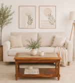 Rubberwood Minimalist Coffee Table in Matte Black Finish