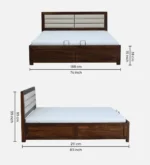 Sden Modern Hydraulic Storage Bed with Designer Wooden Texture Finish - Image 3