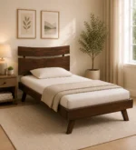 Senviro Solid Wood Single Bed with Elegant Headboard Design