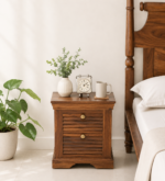 Serona Curve Natural Wood Bedside Table