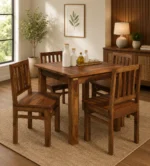 Servixa Solid Wood 6 Seater Dining Table in Natural Grain Finish for Modern Homes