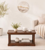 Solid Teak Wood Scandinavian Coffee Table in Light Oak