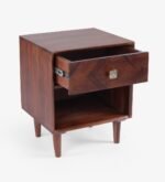 Suntravo Solid Sheesham Wood Nightstand with Open Storage - Image 2