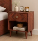 Suntravo Solid Sheesham Wood Nightstand with Open Storage