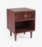 Suntravo Solid Sheesham Wood Nightstand with Open Storage - Image 3