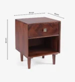 Suntravo Solid Sheesham Wood Nightstand with Open Storage - Image 4