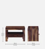 Tavrin Sheesham Wood Nightstand in Burnt Sienna Finish with Drawer - Image 5