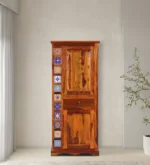 Terona Sheesham Wood 2 Door Wardrobe with Handcrafted Tile Design - Image 3