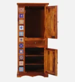 Terona Sheesham Wood 2 Door Wardrobe with Handcrafted Tile Design - Image 4