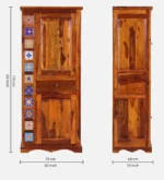 Terona Sheesham Wood 2 Door Wardrobe with Handcrafted Tile Design - Image 5