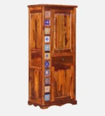 Terona Sheesham Wood 2 Door Wardrobe with Handcrafted Tile Design - Image 6